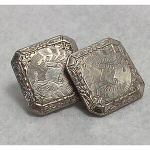 Vintage ParkRoger 18K White Gold Fronts Art Deco Nouveau Cufflink 1920s Single